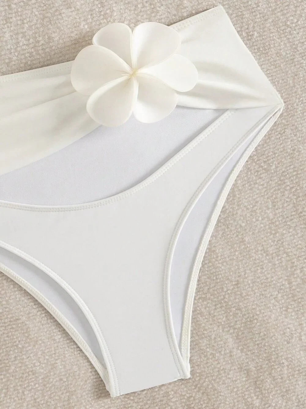 White Floral 3D Women's Sexy Beach Party Outfit Bikini Set